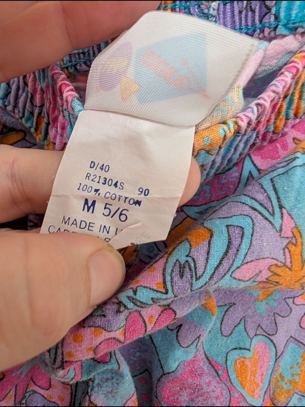 Vintage Kids Vibrant All Over Print Joggers 100% Cotton Flower Star Heart - Picture 4 of 5